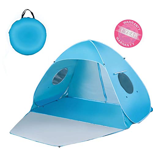 Extra Large Beach Tent Sun Shade Shelter Pop Up Instant Portable Outdoors 3-4 Person Beach Cabana Sets Up in Seconds, Blue, 78.7