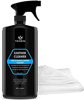 TriNova Leather Cleaner for Couch, Car Interior, Bags, Jackets, Saddles. Safe for use in Home or Car, Microfiber Included 18oz