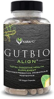 KaraMD GutBio Align (120 Capsules) | Total Gut Health Supplement | Prebiotics, Probiotics & Postbiotics for Men & Women | Improve Digestion, Weight Management, Energy & Help Heal Leaky Gut