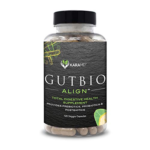 KaraMD GutBio Align (120 Capsules) | Total Gut Health Supplement | Prebiotics, Probiotics & Postbiotics for Men & Women | Improve Digestion, Weight Management, Energy & Help Heal Leaky Gut