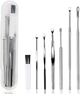 7 Pcs Ear Pick Earwax Removal Kit, BetyBedy Ear Cleansing Tool Set, Ear Curette Ear Wax Remover Tool with Cleaning Brush and Storage Box, Sliver