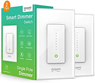 Smart Dimmer Switch, Gosund Smart WiFi Light Dimmable Switch works with Alexa Google Home, with Remote Control Schedule, Neutral Wire Needed, Single-Pole, No Hub Required, Easy Installation (2 Pack)