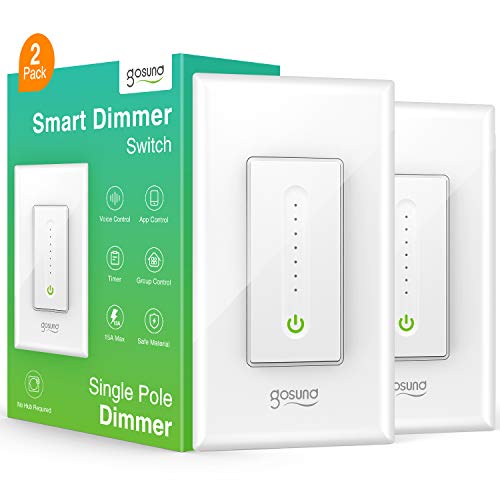 Smart Dimmer Switch, Gosund Smart WiFi Light Dimmable Switch works with Alexa Google Home, with Remote Control Schedule, Neutral Wire Needed, Single-Pole, No Hub Required, Easy Installation (2 Pack)