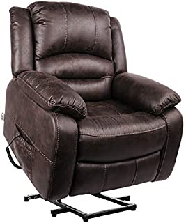 POMOHOME Electric Power Lift Recliner Chair Sofa, Lift Chair Recliner for Elderly with Soft Breathable Fabric, Side Pockets, USB Ports, Max Load 360 lbs (Brown)