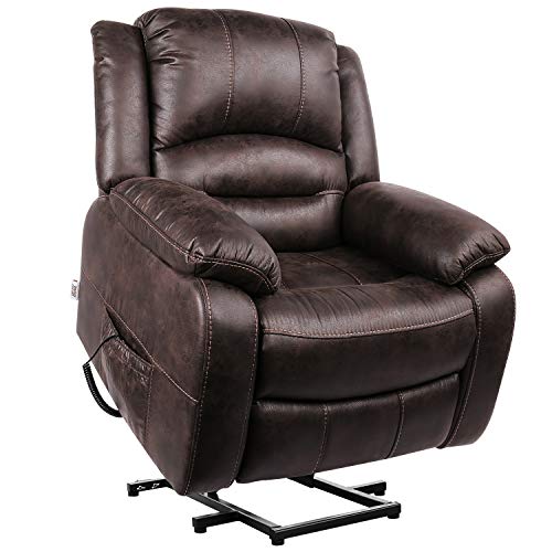 POMOHOME Electric Power Lift Recliner Chair Sofa, Lift Chair Recliner for Elderly with Soft Breathable Fabric, Side Pockets, USB Ports, Max Load 360 lbs (Brown)