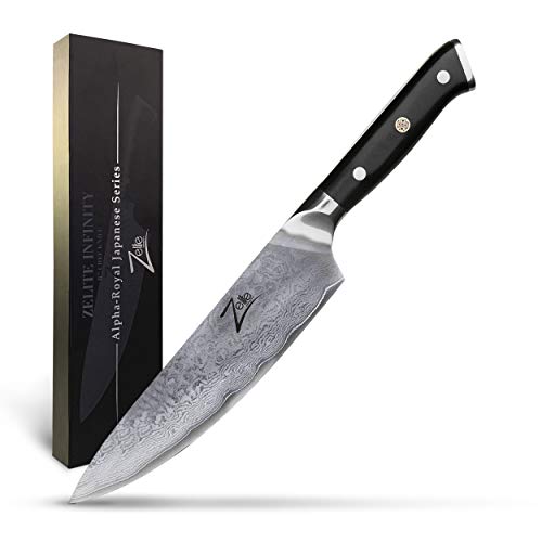 Zelite Infinity Chef Knife 8 Inch, Damascus Japanese AUS-10 Super Stainless Steel Blade Lasts a Lifetime, Sharpest Professional Chefs Knife For Cooking, Gyuto Made for Home Cook or Restaurant Kitchen