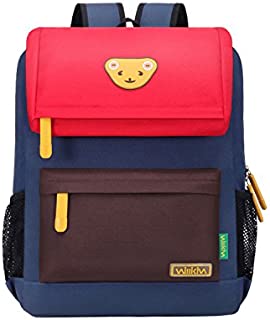 Willikiva Cute Bear Kids School Backpack for Children Elementary School Bags Girls Boys Bookbags (Red/Coffee/Royalblue, Medium)