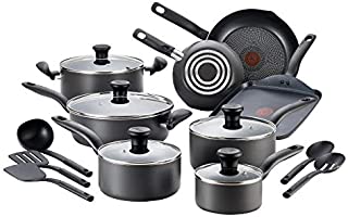 T-fal FBA_A821SI64 Initiatives Nonstick Inside and Out, 18-Piece, Black