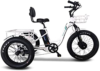 Emojo Caddy Pro Electrc_Trcycle 48V 500W Best Electrc_Tre for Adults 24 Inch Fat Tire 3 Wheel E_Bie Electrc_Bie Rear Basket Cargo for Heavy Carrying (Caddy Pro in White)