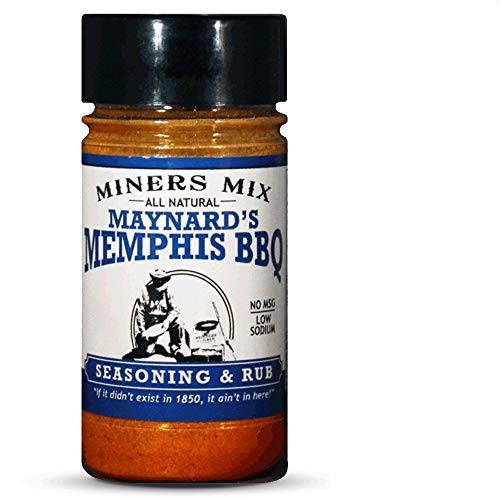 Miners Mix Maynards Memphis Championship BBQ DRY Rub. Big Bold Flavor For Low N Slow Smoking Spare Ribs, Baby Backs, Butts, Pulled Pork, Brisket, or Beef. No MSG, Low Salt, All Natural. 6 oz