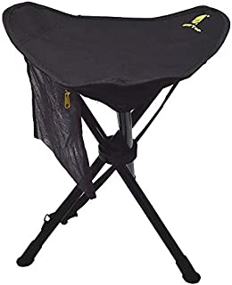 GEERTOP Folding Stool Tripod Slacker Chair Lightweight Camping Stools with Mesh Pocket for Backpacking Hiking Fishing Black