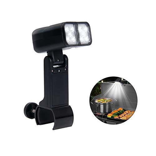 RVZHI Grill Light for BBQ, Flexible Adjustable Angle Grilling Light for Outdoor Cooking, Lighting Accessories with 10 Super Bright LED Lights for Gas/Charcoal/Electric Grill, Included Battery