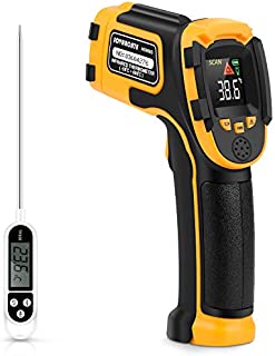 Infrared Thermometer No Touch Digital Laser Temperature Gun with Color Display -581112(-50600)Adjustable Emissivity - for Cooking/BBQ/Freezer - Meat Thermometer Included -Non Body Thermometer