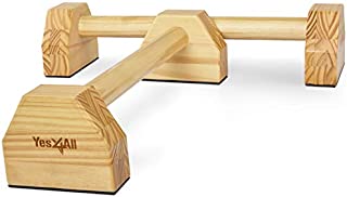 Yes4All Wooden Parallettes Bars/Push Up Bars for Parallettes Calisthenics Exercises and Upper Body Strength Workout - Pair