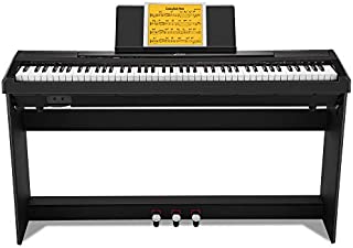 Donner DEP-10 Beginner Digital Piano 88 Key Full Size Semi Weighted Keyboard, Portable Electric Piano With Furniture Stand/Triple Pedals/Power Supply