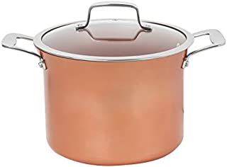 CONCORD 7 QT Copper Non Stick Stock Pot Casserole Coppe-Ramic Series Cookware (Induction Compatible)