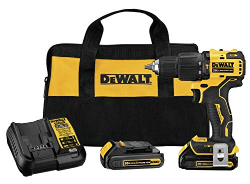 DEWALT ATOMIC 20V MAX Hammer Drill, Cordless, Compact, 1/2-Inch, 2 Batteries (DCD709C2)