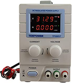 Tekpower TP3005T Variable Linear DC Power Supply, 0 - 30V @ 0 - 5A with Alligator Test Leads