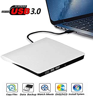 External DVD Drive, USB 3.0 Portable CD/DVD+/-RW Drive/ DVD Player for Laptop CD ROM Burner Compatible with Laptop Desktop PC Windows Linux OS Apple Mac White
