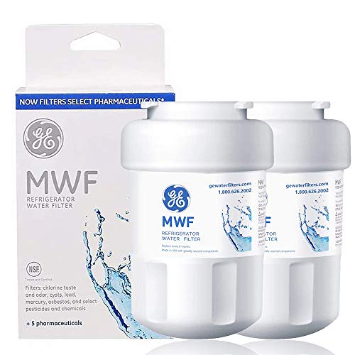 Refrigerator Water Filter Cartridge SMART WATER Replacement for OEM GE MWF, MWFP, GWF,HWF,HWFA,GWF01,GWF06, FMG-1, FMG, WFC1201, PC75009, RWF1060 2 pack (white1)