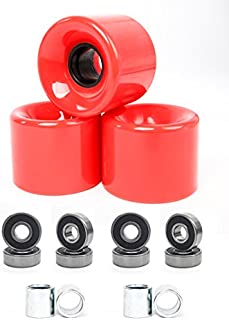 FREEDARE 58mm Skateboard Wheels 82a + ABEC-7 Bearing Steel and Spacers Cruiser Wheels (Red, Pack of 4)