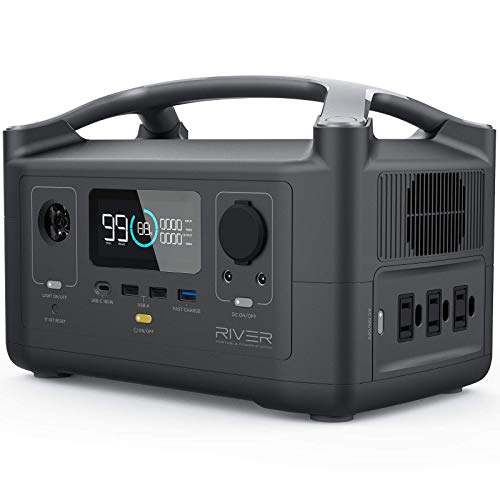 EF ECOFLOW Portable Power Station RIVER 600, 288Wh Backup Lithium Battery with 3 600W (Peak 1200W) AC Outlets & LED Flashlight, Clean & Silent Solar Generator for Outdoor Camping RV Emergencies Home