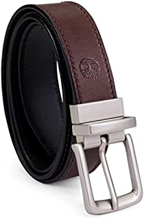 Timberland Men's Classic Leather Belt Reversible From Brown To Black, Brown/black, 34