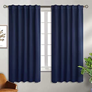 BGment Rod Pocket and Back Tab Blackout Curtains for Bedroom - Thermal Insulated Room Darkening Curtains for Living Room, 2 Window Curtain Panels (42 x 63 Inch, Navy Blue)