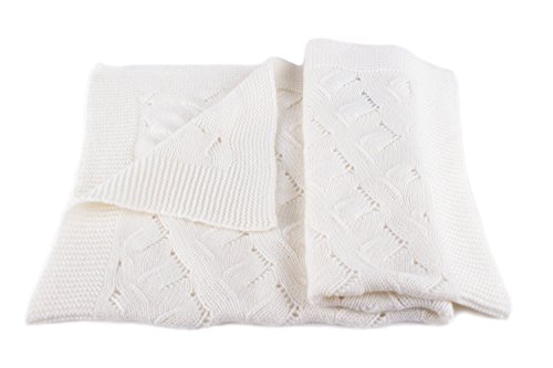 Unisex Luxury 100% Cashmere Baby Blanket -'White' - Hand Made in Scotland by Love Cashmere - RRP $300