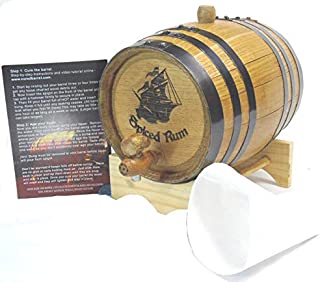 Engraved 2 Liter Charred American White Oak Aging Barrel (Pirate Ship Rum)