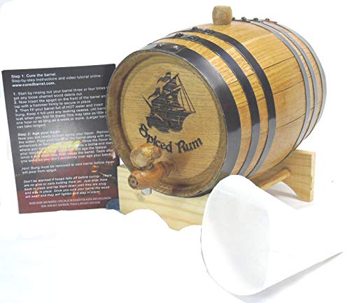 Engraved 2 Liter Charred American White Oak Aging Barrel (Pirate Ship Rum)