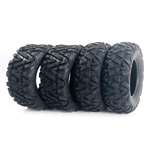 PARTS-DIYER 4 PCS All Terrain Tubeless ATV UTV Tires 26x9-12 Front & 26x11-12 Rear 6PR Tire P373