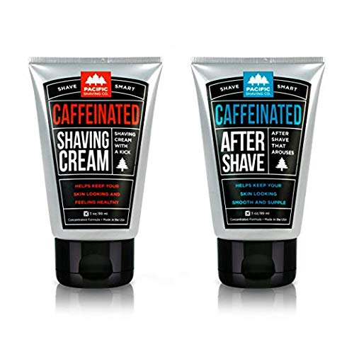 Pacific Shaving Company Caffeinated Shaving Set 2 Pieces - Caffeinated Shaving Cream, 1 Unit | Caffeinated Aftershave, 1 Unit