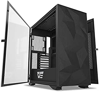 darkFlash DLX Mesh E-ATX/ATX/Micro ATX/Mini ITX Tower Computer Case, Dual Open PC Gaming Case, Tempered Glass Side Panel, USB Type-C Port, Cable Management System, Water-Cooling Ready (DLX Mesh Black)