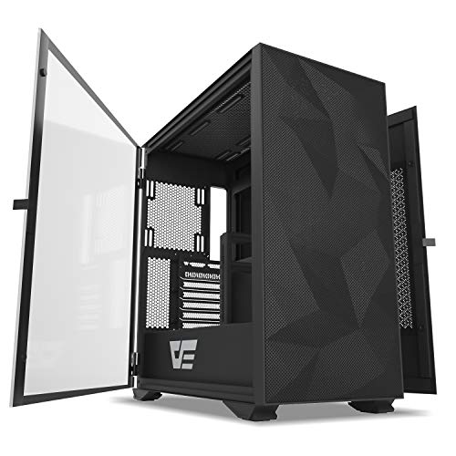 darkFlash DLX Mesh E-ATX/ATX/Micro ATX/Mini ITX Tower Computer Case, Dual Open PC Gaming Case, Tempered Glass Side Panel, USB Type-C Port, Cable Management System, Water-Cooling Ready (DLX Mesh Black)