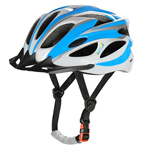 AGH Adult Bike Helmet, Mountain Bike Bicycle Helmets for Women Men, Adult Helmet with Detachable Visor (Blue)