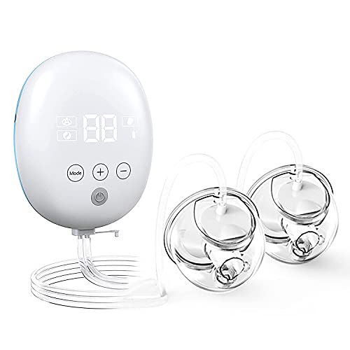 QIUXQIU Double Electric Breastpump Wearable Quiet Breast Pumps Automatic Hands-Free Breast Feeding Pumps Pain Free Strong Suction Breastfeeding Pump with USB Rechargeable Battery Breast Milk Pump