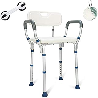 GreenChief Heavy Duty Shower Chair with Arms and Back - Tool Free - Bathtub Seat with Handles for Seniors, Elderly, Disabled & Handicap- Adjustable Medical Shower Stool Spa Seat for Bariatrics 300Lb