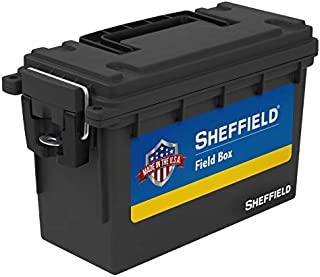 Sheffield 12629 Field Box, Pistol, Rifle, or Shotgun Ammo Storage Box, Tamper-Proof Ammo Can with 3 Locking Options, Stackable and Water Resistant, Made in The USA, Black