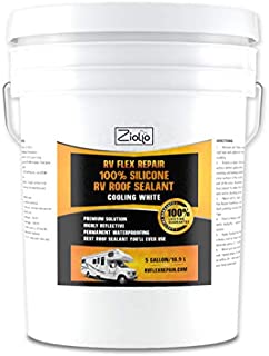 Ziollo RV Flex Repair 100% Silicone RV Roof Sealant - EPDM Rubber Coating to Waterproof Metal and Fiberglass on Motorhomes, Trailers, Campers (White, 5 Gallons)