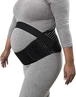 Houseables Maternity Belly Band and Abdominal Binder, Breathable Pregnancy Support Belt, Size Large, Black, Elastic Waist Support, Prenatal Back Brace, Pain Relief Wrap