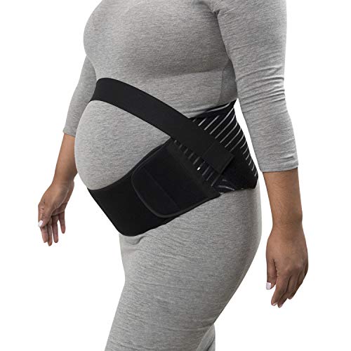 Houseables Maternity Belly Band and Abdominal Binder, Breathable Pregnancy Support Belt, Size Large, Black, Elastic Waist Support, Prenatal Back Brace, Pain Relief Wrap