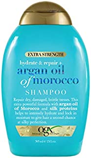 OGX Extra Strength Hydrate & Repair + Argan Oil of Morocco Shampoo for Dry, Damaged Hair, Cold-Pressed Argan Oil to Moisturize & Smooth, Paraben-Free, Sulfate-Free Surfactants, 13 fl oz