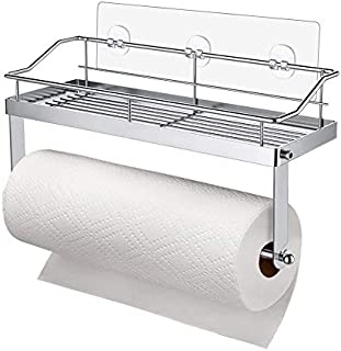 Carry360 Adhesive Paper Towel Holder Shelf,Wall Mounted Paper Towel Roll Rack Basket for Kitchen,Shower Bathroom & Balcony,Rustproof,No Drilling,SUS 304 Stainless Steel