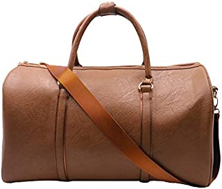 Weekend Travel Duffel Bag Weekender Bag Leather Overnight Bag Luggage Carry On Sports Bag Gym Bag for Men&Women(Brown)