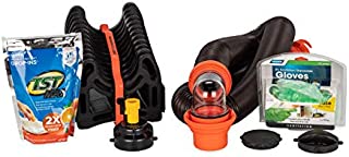 Camco RV Sanitation Kit for Your Holding Tank System - Includes RhinoFLEX Sewer Hose with Fittings, Leak Proof seals, Storage Caps, Sanitation Gloves and TST Drop Ins to Eliminate Holding Tank Odors (44732)