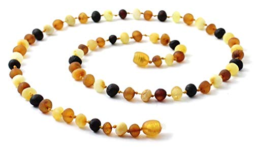 Raw Baltic Amber Adult Necklace - 19.5 Inches Long - Unpolished Multicolor Beads - TipTopEco (Mix, 19.5 inches)