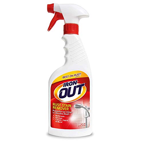 Iron OUT Spray Gel Rust Stain Remover, Remove and Prevent Rust Stains in Bathrooms, Kitchens, Appliances, Laundry, and Outdoors, 16 Ounce