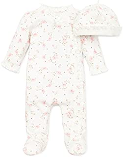 Little Me Baby Girls' Footie and Hat, Ivory Print, Newborn