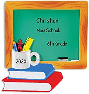 Personalized Chalk Board Christmas Tree Ornament 2020 - New Teacher Books Mug World’s Best Worker Kindergarten First Grade Profession Primary Secondary Gift Year - Free Customization